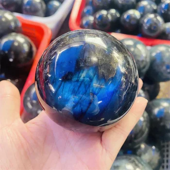 естествен лабрадор камък топка ръка полиран кристал енергия руда домашен офис декорация подаръци минерални Фън Шуй орнаменти