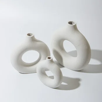 керамична ваза кръг ваза ins декорация творчески керамични занаяти хол хол масичка за кафе популярни ваза керамични DIY цвете изделия