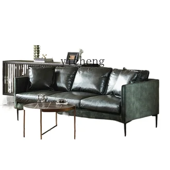 XL кожен диван комбинация Бразилия първи слой телешка светлина луксозен хол триместен кожен диван