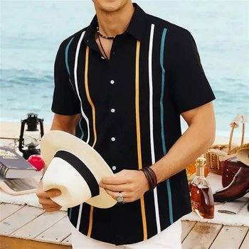 2023 Хавайски райе мода мъжки риза случайни ретро флорални поло къс ръкав социален плаж извънгабаритни 3D печат улица износване лято