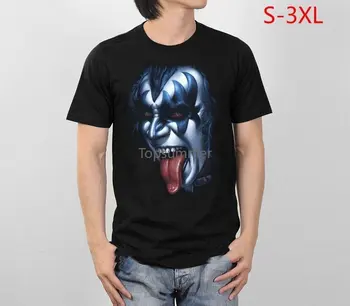Мъжка тениска Gene Simmons The Demon Face Kiss Hard Rock Band O-Neck Black Slze T-Shirt Women