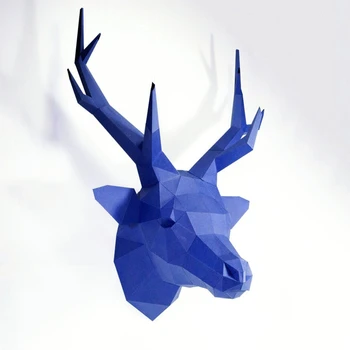 3D елен главата стена хартия занаят ниска поли стена декор хартия модел парти фотография подпори видео подпори изкуство декорация възрастен DIY играчки