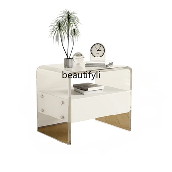 Модерна проста прозрачна нощна маса спалня акрилни висящи шкафче светлина луксозен крем съхранение кабинет чекмедже мебели