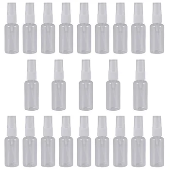 36Pcs 30Ml/1Oz Мини бутилки за спрей с фина мъгла Бутилки за многократна употреба Малки празни прозрачни пластмасови бутилки за пътуване