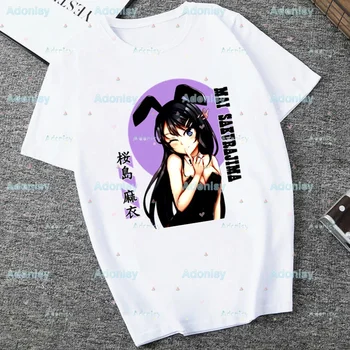 Mai Sakurajima Rascal Does Not Dream of Bunny Girl Women Summer Short Sleeve Fashion Print Lady T-shirts Top Female Tee