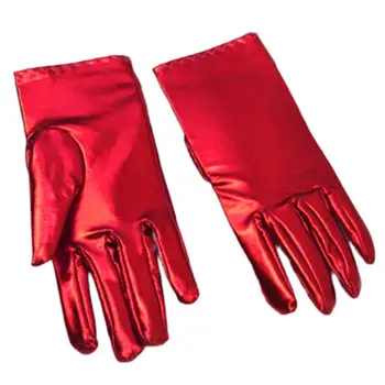 50JB Faux Pantent кожа ликра къси ръкавици лъскав металик плътен цвят ръкавици