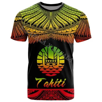 Таити полинезийски племенни татуировка Франция 3D печат окото влакна тениска Топ лято Tee мъжки улично облекло шорти ръкав спортно облекло