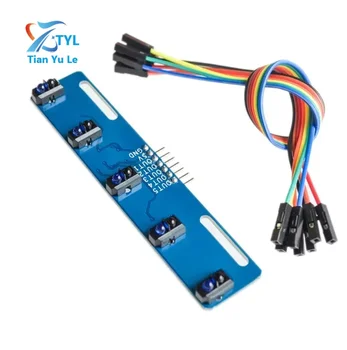 5Канален TCRT5000 IR фотоелектричен превключвател Бариерна линия Релсов модул Инфрачервен сензор за избягване на препятствия за Arduino DIY