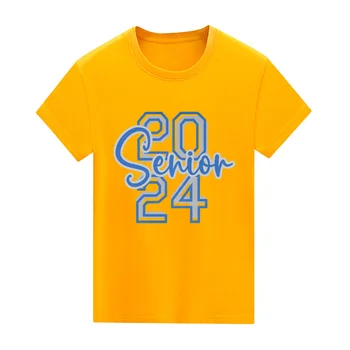 2024 Завършилите Tee Senior 2024 риза кръг врата пуловер Comstylish къс ръкав прост празнуват дипломирането клас 2024 облекло