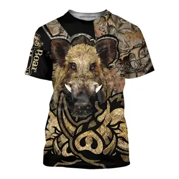 Tessffel 2020Най-новият ловец на глигани Лов на животни Camo татуировка Случайни Забавни 3DPrint Summer Streetwear Tees тениска Къс ръкав s-1