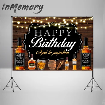 Уиски Декорации за рожден ден за мъже Черно злато на възраст до съвършенство Фон за рожден ден Плакат Парти консумативи Предистория