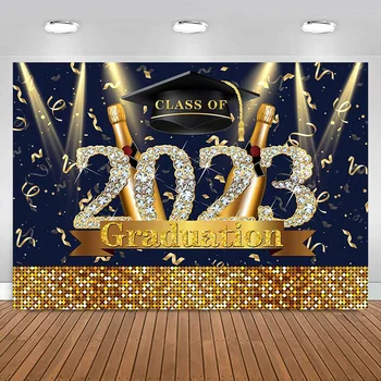 2023 Дипломиране Абитуриентски бал Фон Черно злато Диамантена светкавица празнува фотографията Фон Дипломиране Абитуриентски бал Банер за декорация на парти