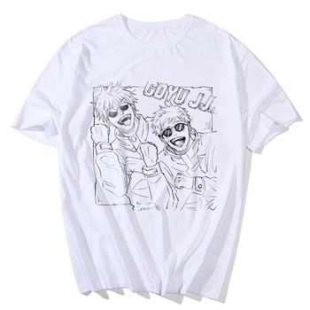 Jujutsu Kaisen аниме Gojo Satoru печат тениска за мъже случайни марка лято къс ръкав streetwear хлабав меки мъжки дрехи