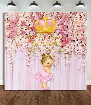 Цветна стена Бебешки душ Фотография Фон Коронована принцеса Новородено Рожден ден Фотокол Студио Реквизит