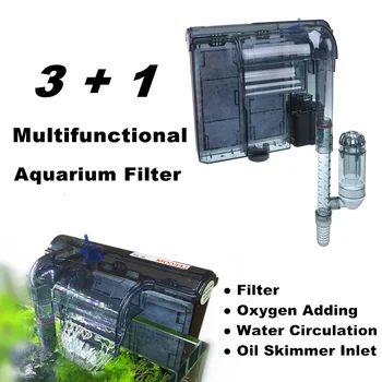 3-в-1 висящи аквариум филтър скимер риба резервоар водопад филтър водна помпа за аквариум кислород вода циркулация филтър