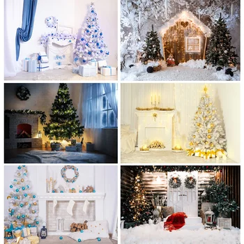 Винил Коледа Ден закрит тема фотография фон Коледно дърво деца декори за фото студио подпори 710 CHM-112