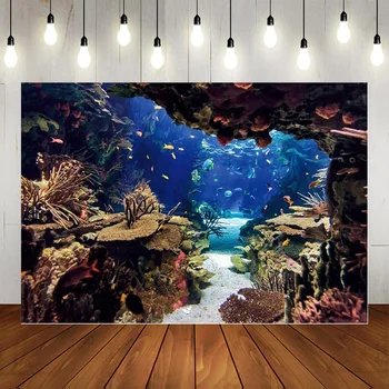Красив подводен свят Фон тапети Приказка Морско дъно Природа Морски риби Коралов риф Фон Банер за рожден ден