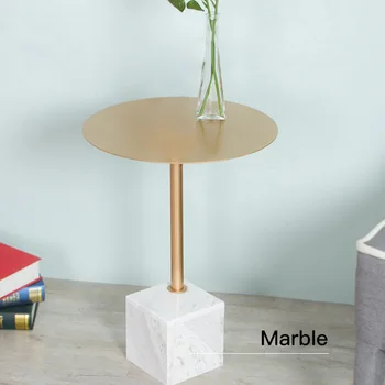 Nordic мрамор малка масичка за кафе хол диван ъгъл прост модерен творчески желязо злато малки кръгла маса мебели