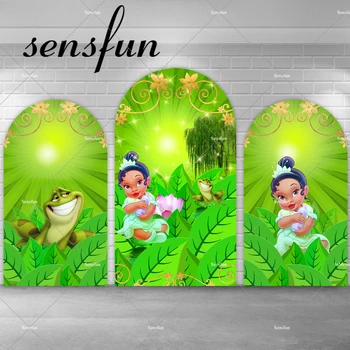 бебе принцеса Тиана и жабата арка фон капак зелен Chiara стена парти декор момичета бебе душ рожден ден парти фон