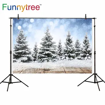 Funnytree фонова фотография снежинка коледно дърво дървена дъска Зимни природни декори фотоповикване камера фотофон