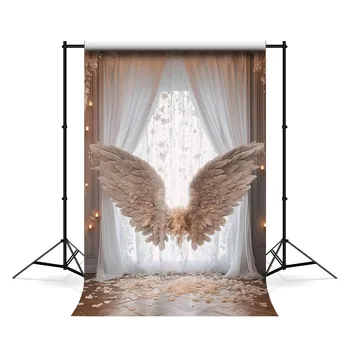 Mehofond Бяла завеса стая фотография декори принцеса рожден ден парти цвете крила декорация снимка фон студио подпори