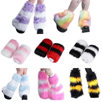 Faux кожа маншет купчина купчина чорапи жени зимата топло удебелен крак топло