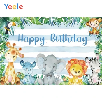 Yeele Safari Рожден ден Джунгла Карикатура Бебе Дете Плакат Фото Фонове Фотография Фонове Фото Повикване Фото Студио