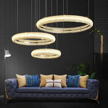 Модерен луксозен полилей прост хол трапезария спалня лампа кристал LED романтични скандинавски лампи