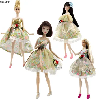 Цветна пролетна селска флорална рокля за дрехи за кукли Барби Дантелени вечерни рокли за Барби 1/6 Аксесоари
