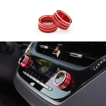 2pcs/set Средна конзола AC копче обхваща тапицерия за Toyota за Corolla 19-21 червена алуминиева сплав авто интериорни аксесоари