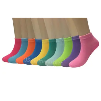 Нов лот 6 12 Дамски памучни чорапи Много класически двойки Дамски бонбони цвят глезена чорапи случайни мода размер 9-11