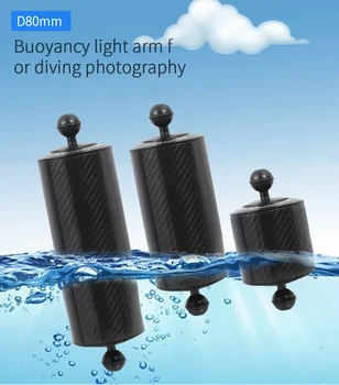 Carbon Fiber Float Buoyancy Aquatic Arm Dual Ball Floating Arm Bracket D80MM Подводна водолазна тава за Gopro камера смартфон