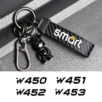 Кожени въглеродни влакна текстура ключодържатели кола ключодържател подкова ключалката бижута за Smart w450 w451 w452 w453 Roadster кола стайлинг