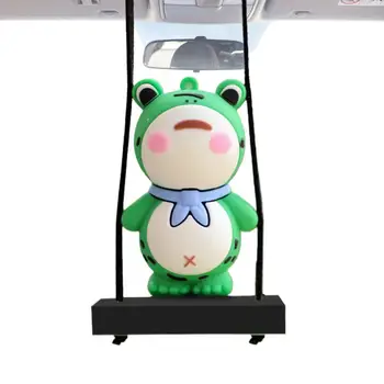 Frog Car Charm Аксесоари за огледала за обратно виждане Карикатура кола жаба декор сладък автомобил чар за огледало за задно виждане декор естетически виси