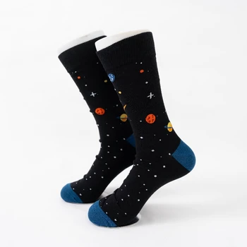 MYORED 1 чифт есен и зима ново черно пространство модел мъжки памучни чорапи в тръбата чорапи мода