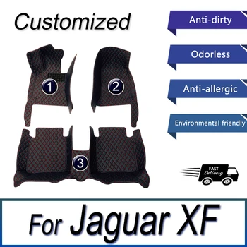 Стелки за кола за Jaguar XF X250 2008~2015 килим килим трайни кожени мат Auto анти мръсни подложки интериорни части аксесоари за кола