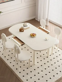 Маса за хранене от каменна плоча, малък апартамент, домакинска мрежа червена маса за хранене и стол комбинация правоъгълна маса за хранене