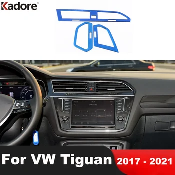 Car Center Air Outlet Vent Cover Trim За Volkswagen VW Tiguan MK2 2017 2018 2019 2020 2021 Интериорни аксесоари от неръждаема стомана