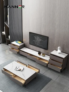 италиански минималистичен рок плоча масичка за кафе TV кабинет комбинация хол домакински квадратен шкаф за съхранение от масивно дърво