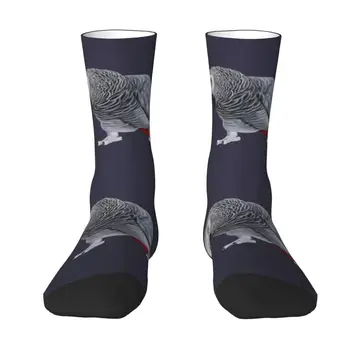 Cool африкански сив папагал чорапи мъже жени топло 3D отпечатани Psittacine птица футбол спортни чорапи