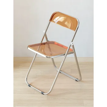 Северна Европа Сгъваем стол за хранене Домакински минималистичен модерен магазин за дрехи табуретка облегалка акрил INS прозрачен фото стол