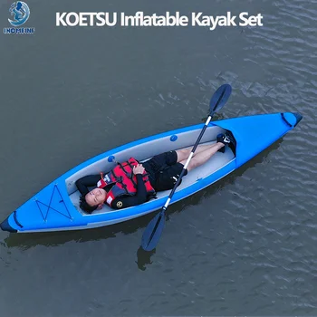 KOETSU 1 ~ 2 души Гумена лодка с въздушна палуба Етаж Каяк Надуваем рафтинг каяк с V-образен твърд кил Риболов Водни спортове