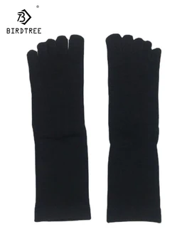 Birdtree 100% черничева коприна есен зима нов унисекс чорапи пръсти удобни дишаща прост стил пот абсорбиращи чорапи P39322QC