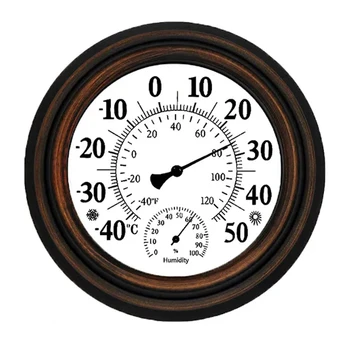 20Cm Античен вътрешен външен термометър Хигрометър Температурен влагомер Стенен часовник Термометър за домашен декор Лесен монтаж