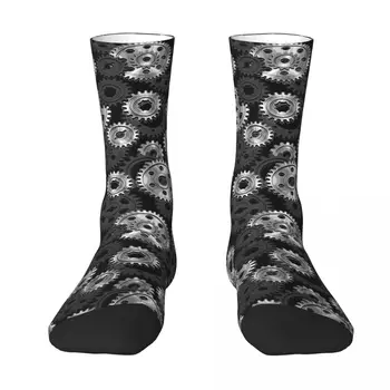 черен Сребърни зъбни колела чорапи чорапи мъже жени полиестерни чорапи адаптивни Sweetshirt