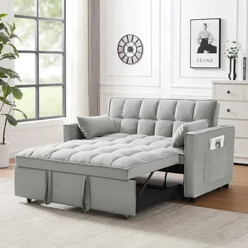 55 инчов конвертируем диван за спане 3 в 1 кадифена малка седалка за любов с издърпващо се легло разтегателен диван мебели хол минималистичен диван