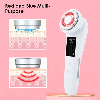 EMS LED фотонна терапия устройство за красота червена синя светлина подмладяване на кожата против бръчки против стареене на кожата почистващ масажор за лице