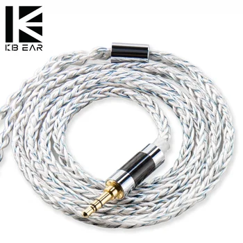 KBEAR ST9 8 ядра 4N позлатени посребрени OFC хибридни плетен кабел 3.5mm щепсел QDC затворен конектор тел за kz / буря ST8