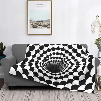 Оптична илюзия Черна дупка Везни Шахматни одеяла Декорация от руно Ултра-меко одеяло за легло Хвърляне на постелки за кола