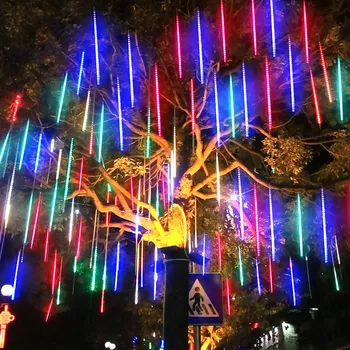 30/50cm метеоритен дъжд LED фея светлини Венец коледно дърво декорации открит сватба градина Нова година улица Patio декор
